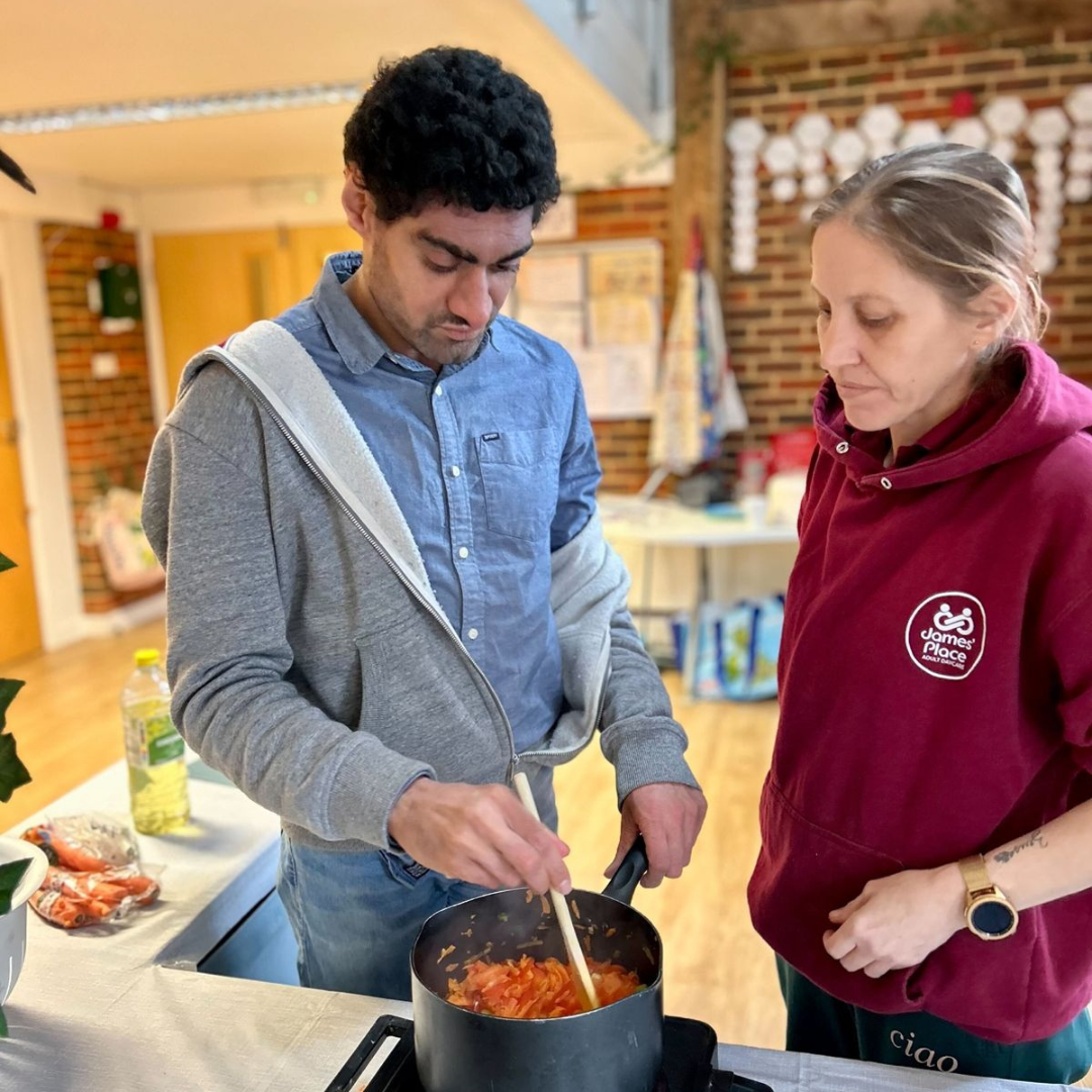 jp member making some food