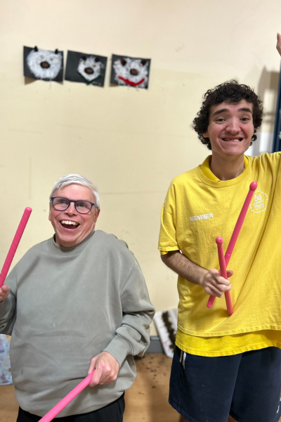 2 JP Andover members with drumsticks