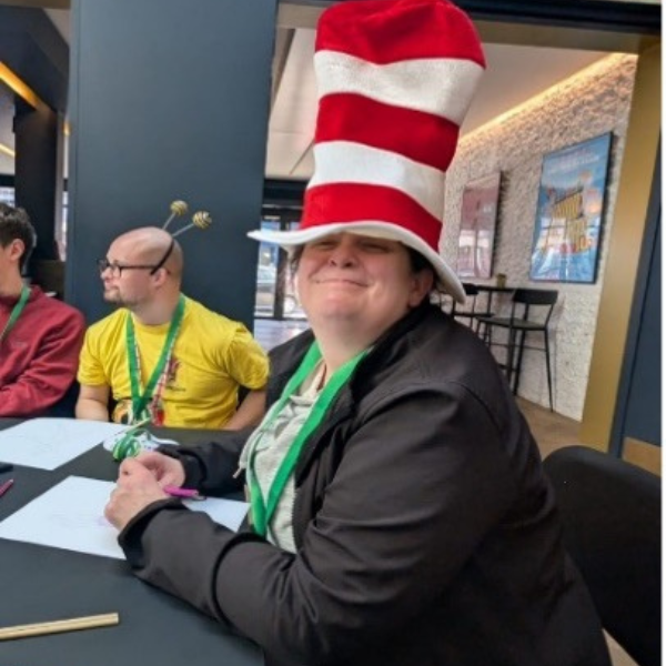 JP eastleigh member dressed as with a cat in the hat hat 