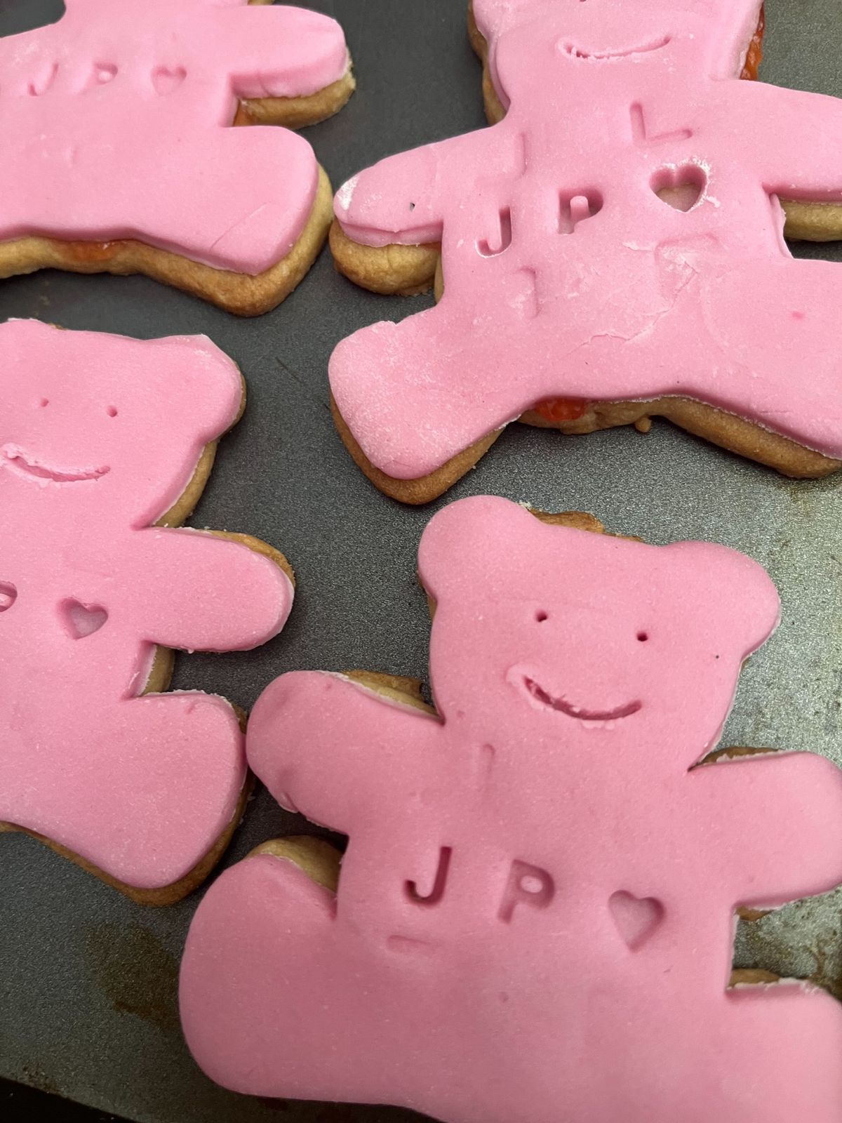 pink teddy gear cookies