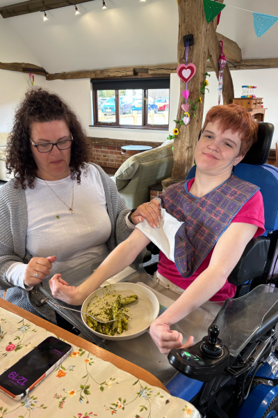 James' Place Adult Daycare Reading West member eating healthy food