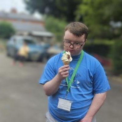 enjoying an icecream on a hot summers day
